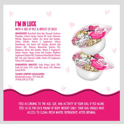 Show full view: Weruva Best Fido Friend Fun Size Meals I'm In Luck Wet Dog Food, 2.75-oz cup, case of 12 slide 9 of 13