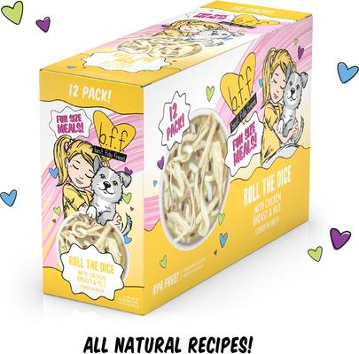 Show full view: Weruva Best Fido Friend Fun Size Meals Roll The Dice Wet Dog Food, 2.75-oz cup, case of 12 slide 3 of 13