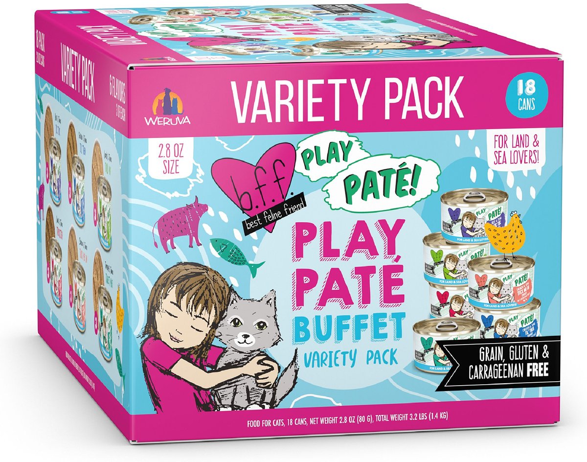 BFF PLAY Best Feline Friend Pate Lovers, Aw Yeah! Blue Pate Buffet Variety Pack Wet Cat Food