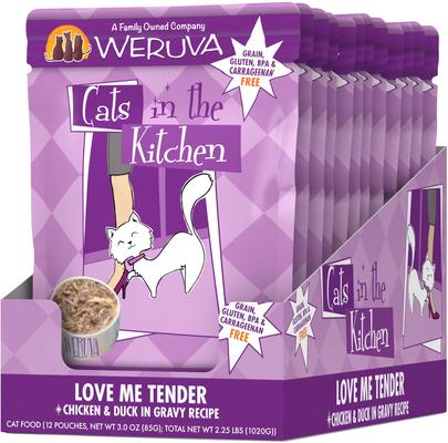 Show full view: Weruva Cats in the Kitchen 1 If By Land, 2 If By Sea Tuna, Beef & Salmon Recipe + Cats in the Kitchen Love Me Tender Chicken & Duck Recipe Cat Food Pouches slide 6 of 9