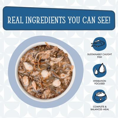 Show full view: Weruva Cats in the Kitchen 1 If By Land, 2 If By Sea Tuna, Beef & Salmon Recipe Grain-Free Cat Food Pouches, 3-oz pouch, case of 12 slide 6 of 13