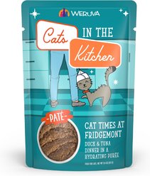 Weruva Cats in the Kitchen Cat Times At Fridgemont with Duck & Tuna Grain-Free Cat Food Pouches, 3-oz pouch, case of 12