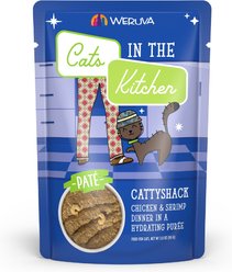 Weruva Cats in the Kitchen Cattyshack with Chicken & Shrimp Pate Grain-Free Cat Food Pouches, 3-oz pouch, case of 12