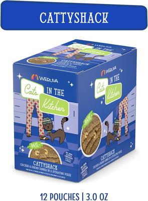 Show full view: Weruva Cats in the Kitchen Cattyshack with Chicken & Shrimp Pate Grain-Free Cat Food Pouches, 3-oz pouch, case of 12 slide 3 of 13