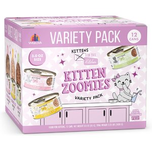 Weruva Cats in the Kitchen for Kittens Kitten Zoomies Variety Pack Grain-Free Wet Cat Food, 3-oz can, case of 12