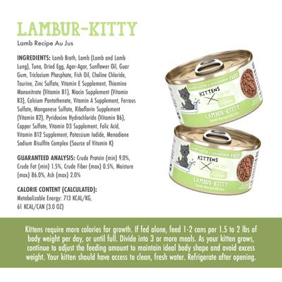Show full view: Weruva Cats in the Kitchen for Kittens Lambur-Kitty Grain-Free Wet Cat Food, 2.8-oz can, case of 12 slide 7 of 13