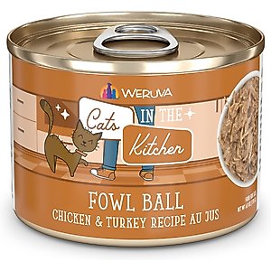 Weruva Cats in the Kitchen Fowl Ball Chicken & Turkey Au Jus Grain-Free Canned Cat Food, 3.2-oz, case of 24