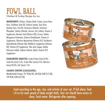 Show full view: Weruva Cats in the Kitchen Fowl Ball Chicken & Turkey Au Jus Grain-Free Canned Cat Food, 3.2-oz, case of 24 slide 10 of 13