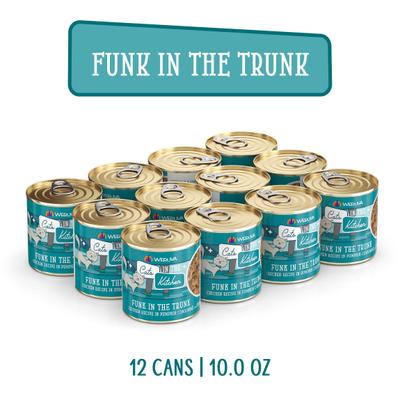Show full view: Weruva Cats in the Kitchen Funk In The Trunk Chicken in Pumpkin Consomme Grain-Free Canned Cat Food, 10-oz, case of 12 slide 3 of 13