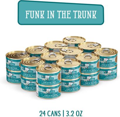 Show full view: Weruva Cats in the Kitchen Funk In The Trunk Chicken in Pumpkin Consomme Grain-Free Canned Cat Food, 6-oz, case of 24 slide 4 of 13