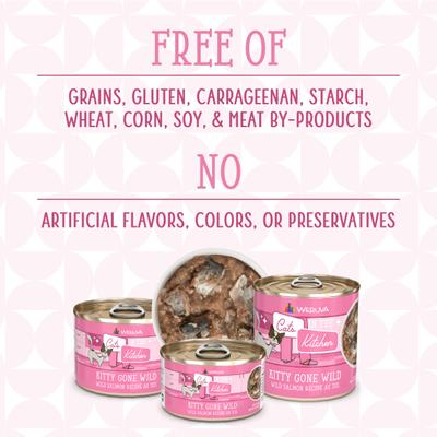 Show full view: Weruva Cats in the Kitchen Kitty Gone Wild Salmon Au Jus Grain-Free Wet Cat Food, 6-oz, case of 24 slide 6 of 13