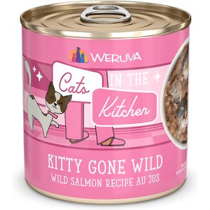 Weruva Cats in the Kitchen Kitty Gone Wild Salmon Au Jus Grain-Free Wet Cat Food, 10-oz, case of 12