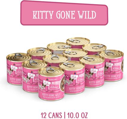 Show full view: Weruva Cats in the Kitchen Kitty Gone Wild Salmon Au Jus Grain-Free Wet Cat Food, 10-oz, case of 12 slide 3 of 13