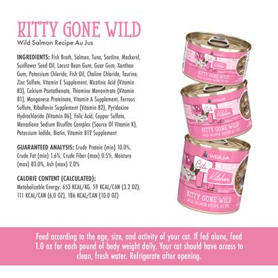 Show full view: Weruva Cats in the Kitchen Kitty Gone Wild Salmon Au Jus Grain-Free Wet Cat Food, 3.2-oz, case of 24 slide 10 of 13