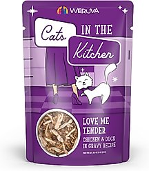 Weruva Cats in the Kitchen Love Me Tender Chicken & Duck Recipe Grain-Free Cat Food Pouches, 3-oz pouch, case of 12
