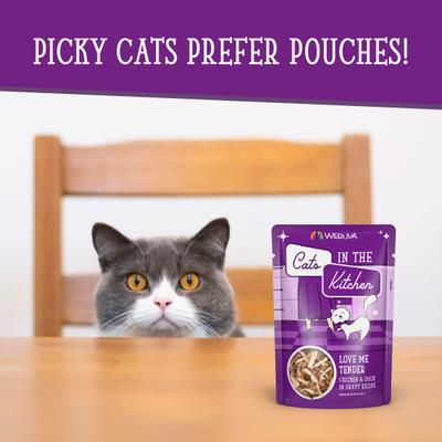 Show full view: Weruva Cats in the Kitchen Love Me Tender Chicken & Duck Recipe Grain-Free Cat Food Pouches, 3-oz pouch, case of 12 slide 10 of 13