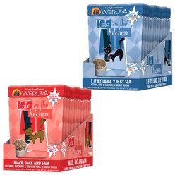 Weruva Cats in the Kitchen Mack, Jack & Sam Salmon, Mackerel & Tuna Recipe + Cats in the Kitchen 1 If By Land, 2 If By Sea Tuna, Beef & Salmon Recipe Cat Food Pouches