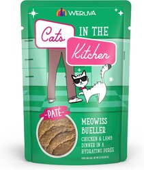 Weruva Cats in the Kitchen Meowiss Bueller with Chicken & Lamb Grain-Free Cat Food Pouches, 3-oz pouch, case of 12