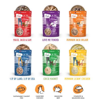 Show full view: Weruva Cats in the Kitchen Pantry Party Variety Pack Grain-Free Cat Food, 3-oz pouch, case of 12 slide 5 of 13