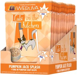 Weruva Cats in the Kitchen Pumpkin Jack Splash Tuna + Cats in the Kitchen Pumpkin Lickin' Chicken in Pumpkin Soup Cat Food Pouches slide 2 of 9