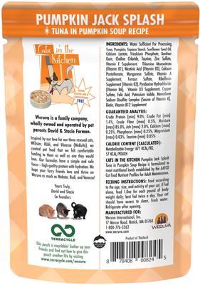 Show full view: Weruva Cats in the Kitchen Pumpkin Jack Splash Tuna + Cats in the Kitchen Pumpkin Lickin' Chicken in Pumpkin Soup Cat Food Pouches slide 4 of 9