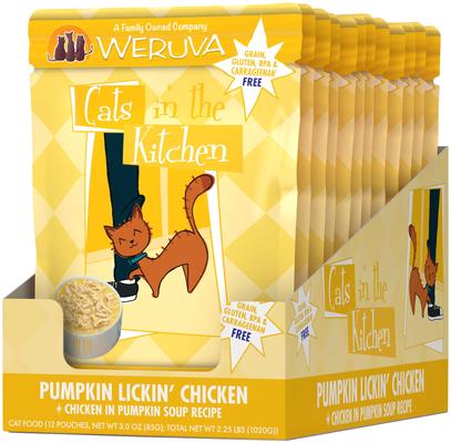 Show full view: Weruva Cats in the Kitchen Pumpkin Jack Splash Tuna + Cats in the Kitchen Pumpkin Lickin' Chicken in Pumpkin Soup Cat Food Pouches slide 6 of 9