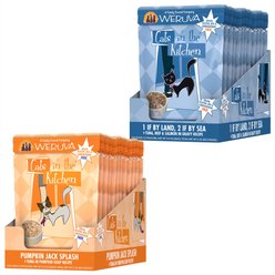 Weruva Cats in the Kitchen Pumpkin Jack Splash Tuna in Pumpkin Soup + Cats in the Kitchen 1 If By Land, 2 If By Sea Tuna, Beef & Salmon Recipe Cat Food Pouches