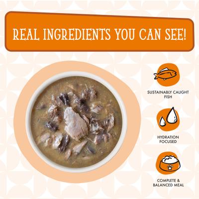 Show full view: Weruva Cats in the Kitchen Pumpkin Jack Splash Tuna in Pumpkin Soup Grain-Free Cat Food Pouches, 3-oz pouch, case of 12 slide 6 of 13