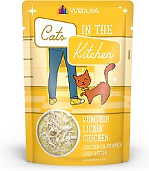 Weruva Cats in the Kitchen Pumpkin Lickin' Chicken in Pumpkin Soup Grain-Free Cat Food Pouches, 3-oz pouch, case of 12