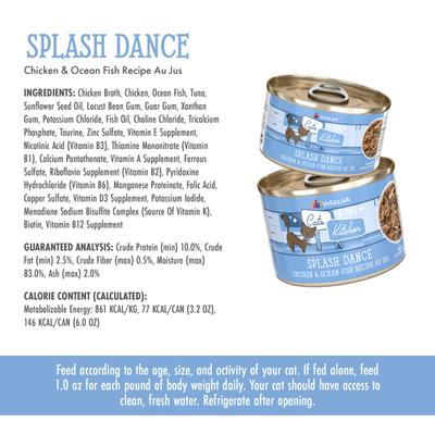Show full view: Weruva Cats in the Kitchen Splash Dance Chicken & Ocean Fish Au Jus Grain-Free Canned Cat Food, 3.2-oz, case of 24 slide 10 of 13