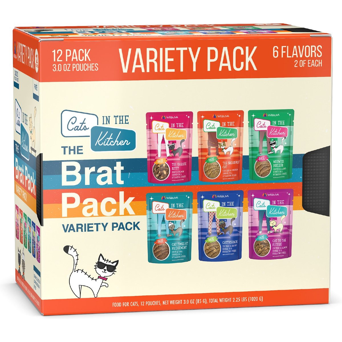 Weruva Cats in the Kitchen The Brat Pack Variety Pack Cat Food Pouches, 3-oz pouch, case of 12