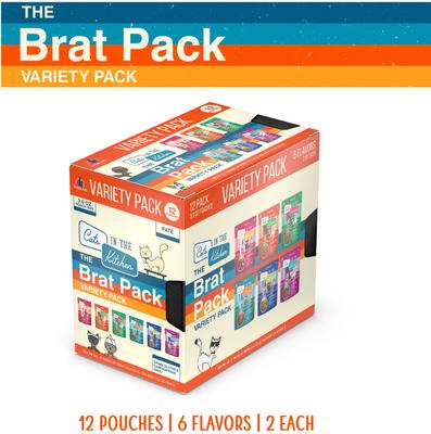 Show full view: Weruva Cats in the Kitchen The Brat Pack Variety Pack Cat Food Pouches, 3-oz pouch, case of 12 slide 3 of 12