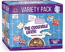 Weruva Cats in the Kitchen The Coolsville Catch! Variety Pack Grain-Free Wet Cat Food, 3.2-oz can, case of 12