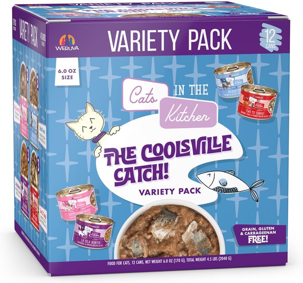 Weruva Cats in the Kitchen The Coolsville Catch! Variety Pack Wet Cat Food, 6.0-oz can, case of 12