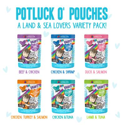 Show full view: Weruva Cats in the Kitchen Variety Pack + BFF OMG Potluck O' Pouches Variety Pack Cat Food Pouches slide 7 of 9