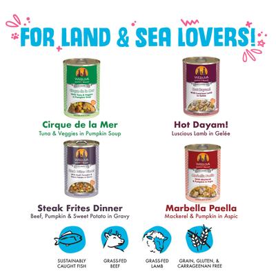 Show full view: Weruva Chicken-Free Just 4 Me Variety Pack Grain-Free Canned Dog Food, 14-oz, case of 12 slide 8 of 13