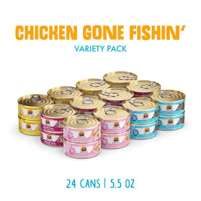 Show full view: Weruva Chicken Gone Fishin' Variety Pack Grain-Free Canned Cat Food, 5.5-oz, case of 24 slide 3 of 13