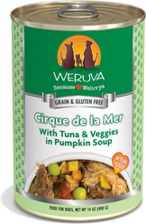 Weruva Cirque De La Mer with Tuna & Veggies in Pumpkin Soup Grain-Free Canned Dog Food, 14-oz, case of 12