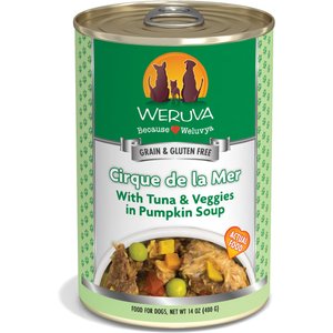 Weruva Cirque De La Mer with Tuna & Veggies in Pumpkin Soup Grain-Free Canned Dog Food, 14-oz, case of 12