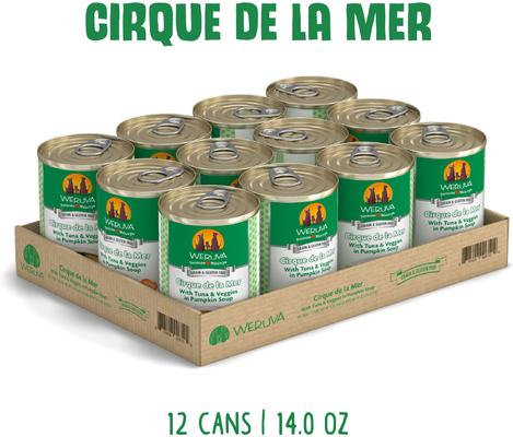 Show full view: Weruva Cirque De La Mer with Tuna & Veggies in Pumpkin Soup Grain-Free Canned Dog Food, 14-oz, case of 12 slide 3 of 13