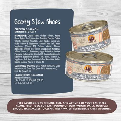 Show full view: Weruva Classic Cat Goody Stew Shoes Chicken & Salmon in Gravy Stew Canned Cat Food, 2.8-oz can, case of 12 slide 5 of 12