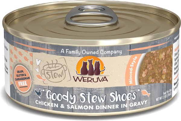 Weruva Classic Cat Stews! Goody Stew Shoes with Chicken & Salmon in Gravy Canned Cat Food Weruva Classic Cat Stews! Goody Stew Shoes with Chicken & Salmon in Gravy Canned Cat Food