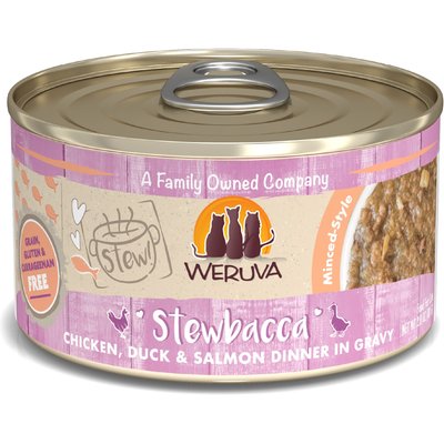 Weruva Weruva Classic Cat Stewbacca Chicken, Duck & Salmon in Gravy Stew Canned Cat Food, 2.8-oz can, case of 12