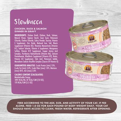 Show full view: Weruva Classic Cat Stewbacca Chicken, Duck & Salmon in Gravy Stew Canned Cat Food, 5.5-oz can, case of 8 slide 5 of 12