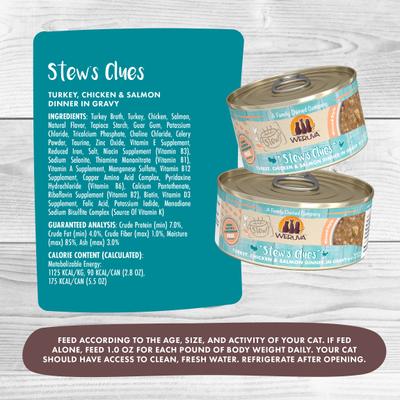 Show full view: Weruva Classic Cat Stew's Clues Turkey, Chicken & Salmon in Gravy Stew Wet Canned Cat Food, 2.8-oz can, case of 12 slide 5 of 12