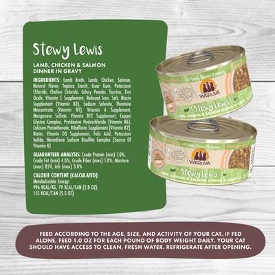 Show full view: Weruva Classic Cat Stewy Lewis Lamb, Chicken & Salmon in Gravy Stew Canned Cat Food, 2.8-oz can, case of 12 slide 5 of 12
