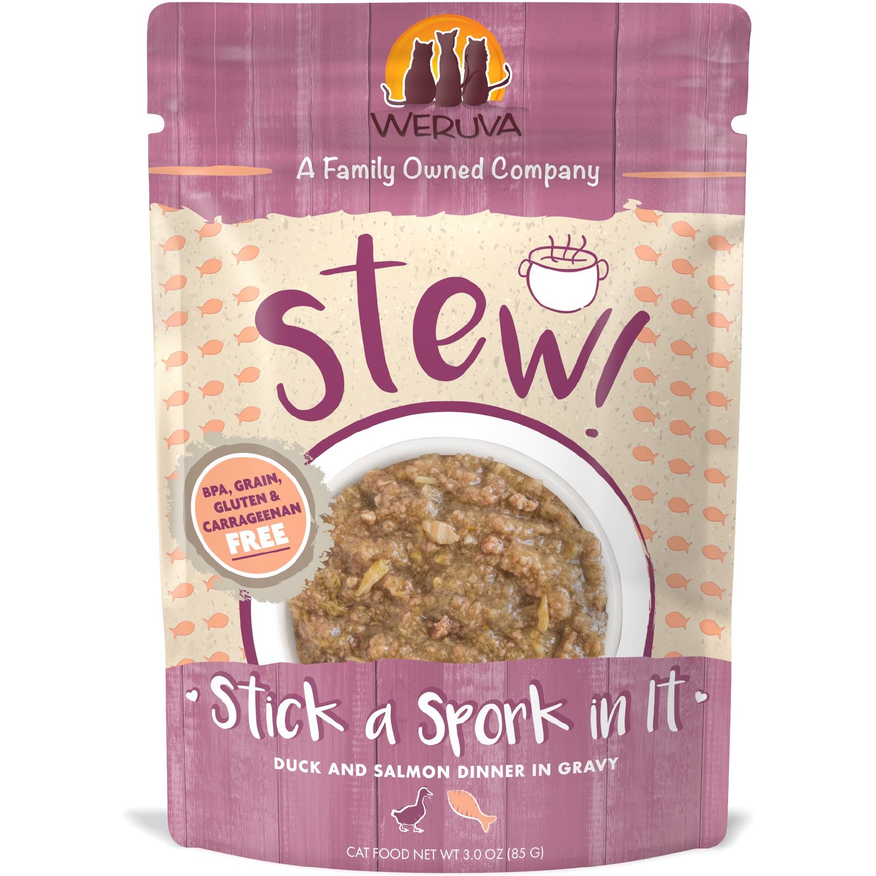Weruva Weruva Classic Cat Stick a Spork in It Duck & Salmon in Gravy Stew Cat Food Pouches, 3-oz pouch, 12 count