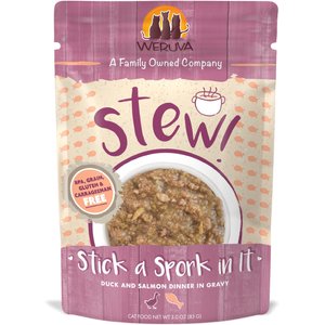 Weruva Classic Cat Stick a Spork in It Duck & Salmon in Gravy Stew Cat Food Pouches, 3-oz pouch, 12 count
