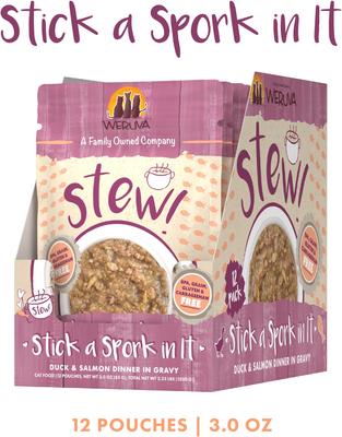 Show full view: Weruva Classic Cat Stick a Spork in It Duck & Salmon in Gravy Stew Cat Food Pouches, 3-oz pouch, 12 count slide 3 of 12