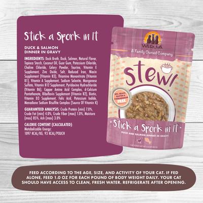 Show full view: Weruva Classic Cat Stick a Spork in It Duck & Salmon in Gravy Stew Cat Food Pouches, 3-oz pouch, 12 count slide 4 of 12
